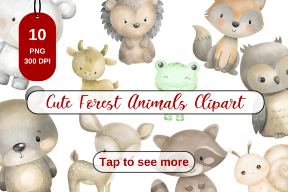 Download Cute Watercolor Forest Animals Clipart - Animals Collection