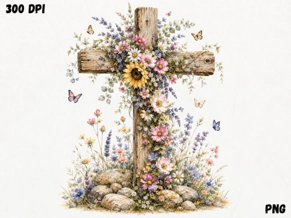 Download Floral Cross Faith PNG, Christian Wildfl - Cross Collection