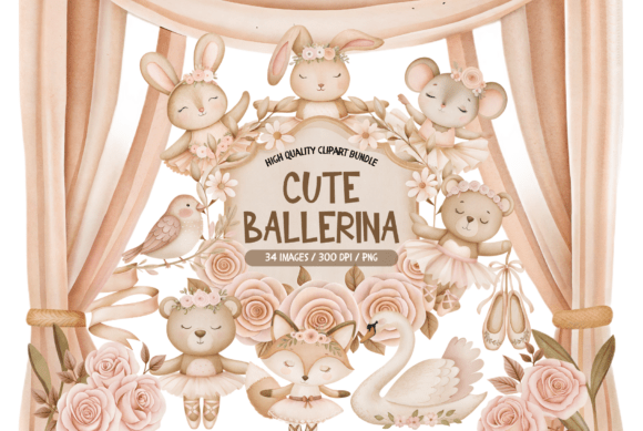 Download Cute Ballerina Animals Clipart Set - Animals Collection