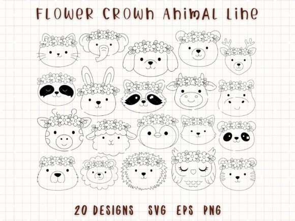 Download Flower Crown Animals SVG Animal Doodle - Animals Collection