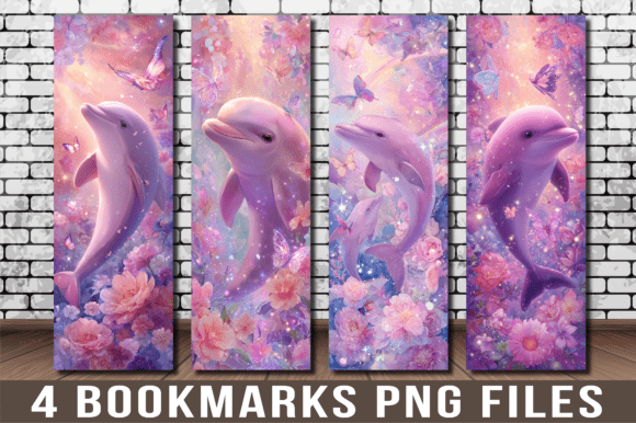 Download Pink Aesthetic Floral Dolphin Bookmark - Aesthetic floral Collection