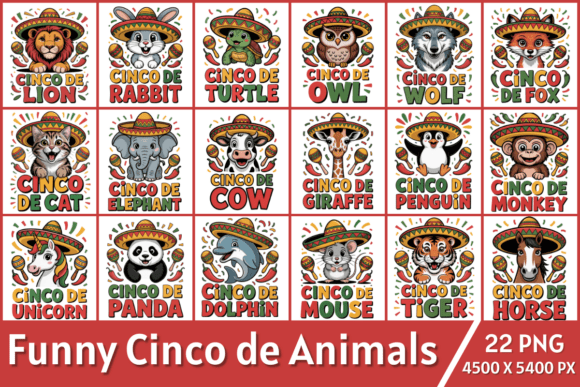 Download Funny Cinco De Mayo Animals PNG Designs - Animals Collection