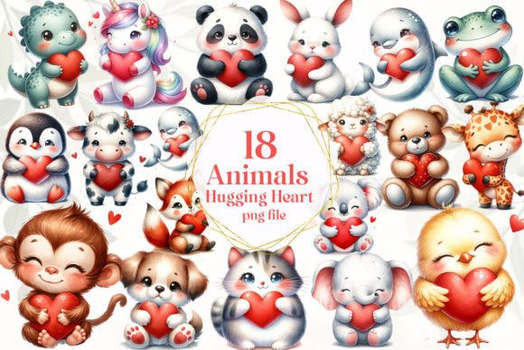 Download Animals Hugging Heart Clipart - Animals Collection