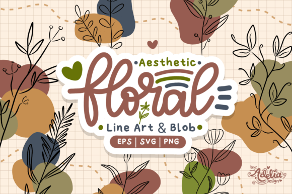 Download Aesthetic Floral Line and Blob Clip Arts - Aesthetic floral Collection