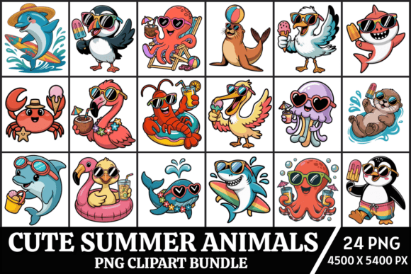 Download Cute Summer Animals PNG Clipart Bundle - Animals Collection