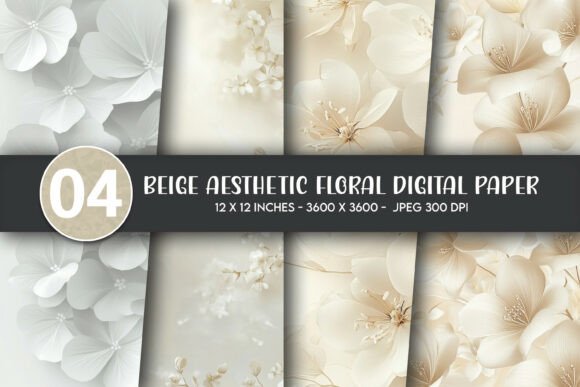 Download Beige Aesthetic Floral Digital Paper - Aesthetic floral Collection