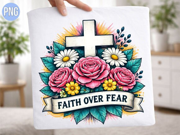 Download Faith over Fear Cross Rose Art PNG - Cross Collection