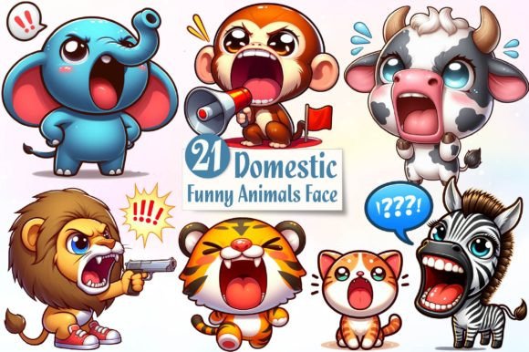 Download Domestic Funny Animals Face Sublimation - Animals Collection