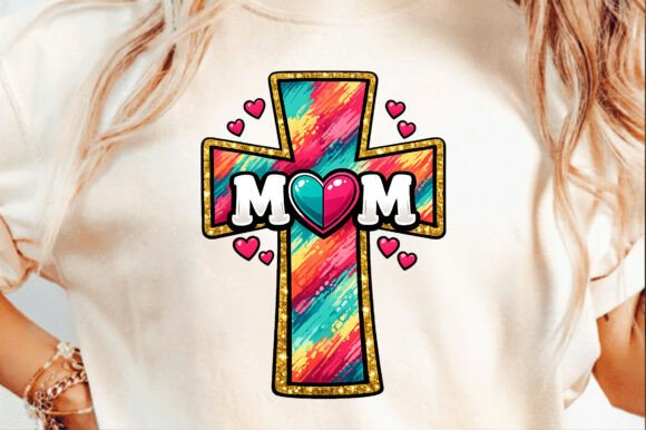 Download Colorful Mom Cross with Heart Mother’s - Cross Collection
