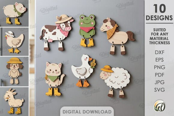 Download Farm Animals Magnets Bundle Laser Cut - Animals Collection